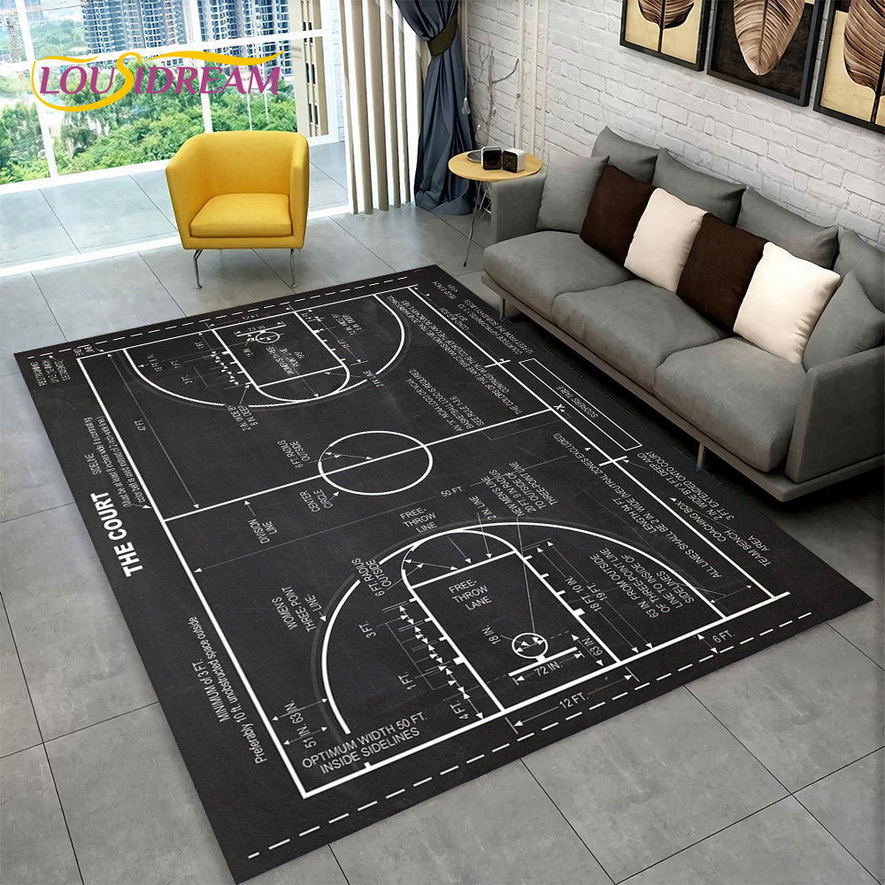 3D Basketball Cour Cartoon Are - Kids Outdoor Mat Waterproof 评论和价格