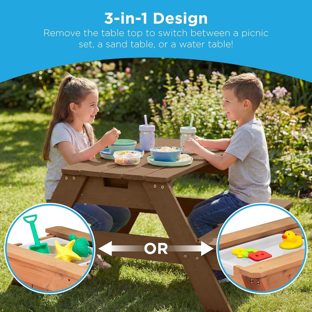 Kids Picnic Table with Umbrell - Kids Outdoor Umbrella For Table 评论和价格