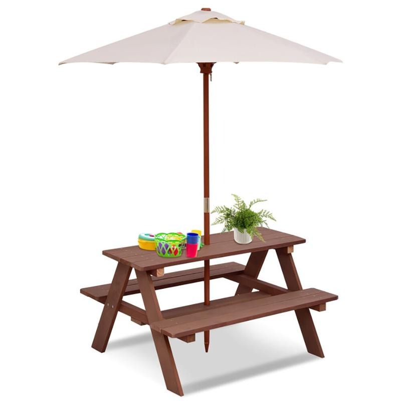 Outdoor 4-Seat Kids Picnic Tab - Kids Outdoor Umbrella For Table 评论和价格