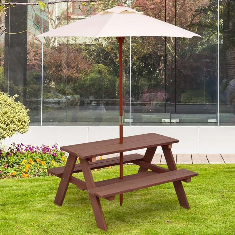 Outdoor 4-Seat Kids Picnic Tab - Kids Outdoor Umbrella For Table 评论和价格