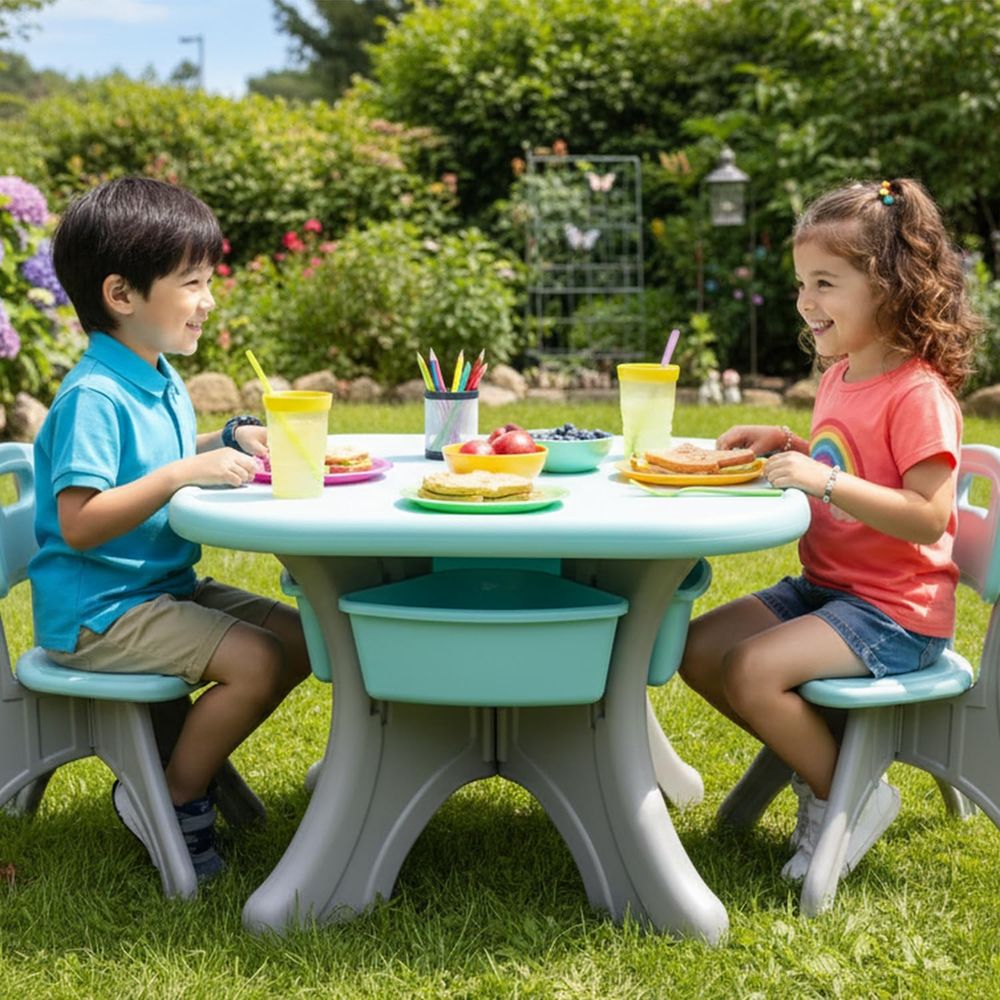 Kids Table and Chairs, 3 PCS A - Kids Outdoor Activity Table 评论和价格