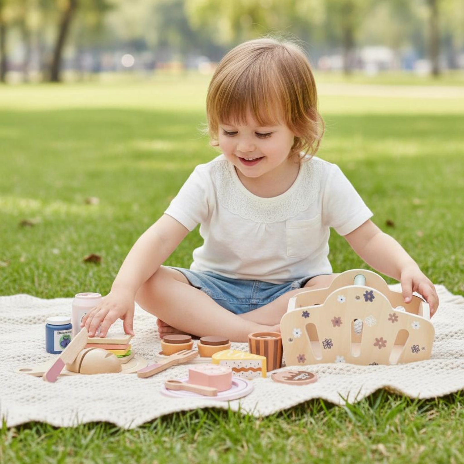 Wooden Outdoor Meal Basket Bas - Kids Outdoor Wooden Playset 评论和价格