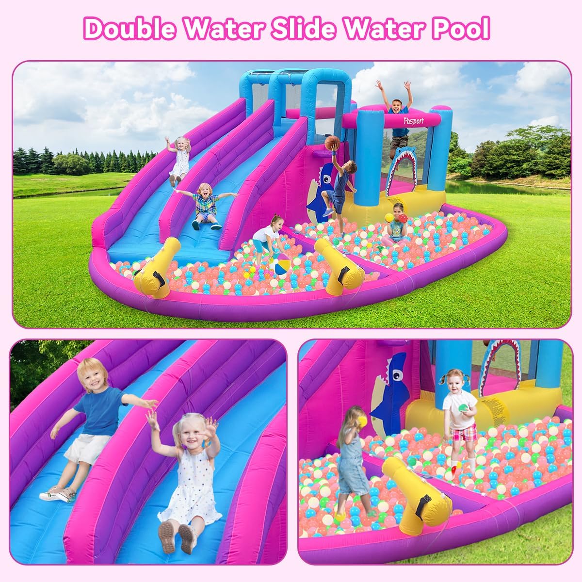 Twin Water Slides Inflatable B - Kids Outdoor House 评论和价格