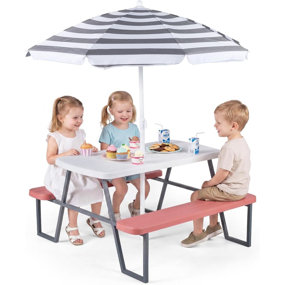 Kids Picnic Table, Toddler Out - Kids Outdoor Umbrella For Table 评论和价格