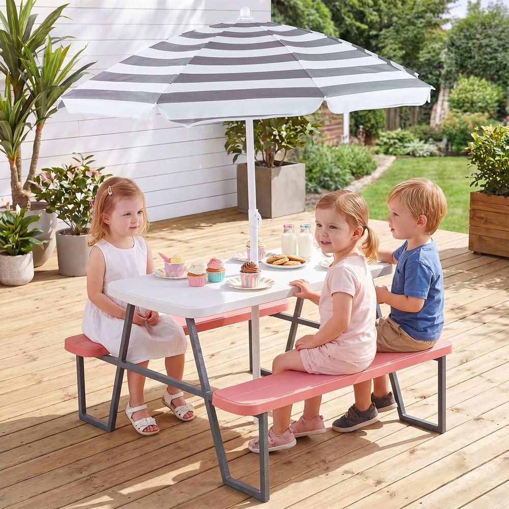 Kids Picnic Table, Toddler Out - Kids Outdoor Umbrella For Table 评论和价格