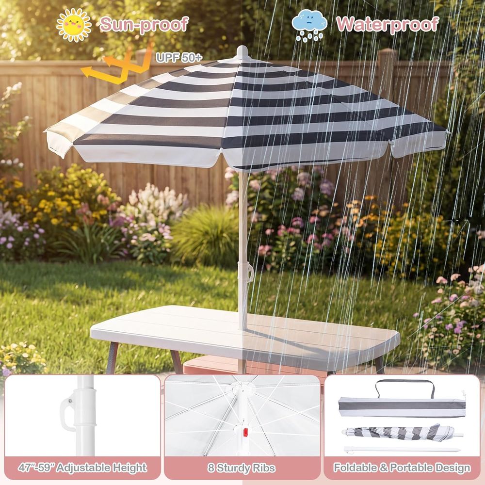 Kids Picnic Table, Toddler Out - Kids Outdoor Umbrella For Table 评论和价格