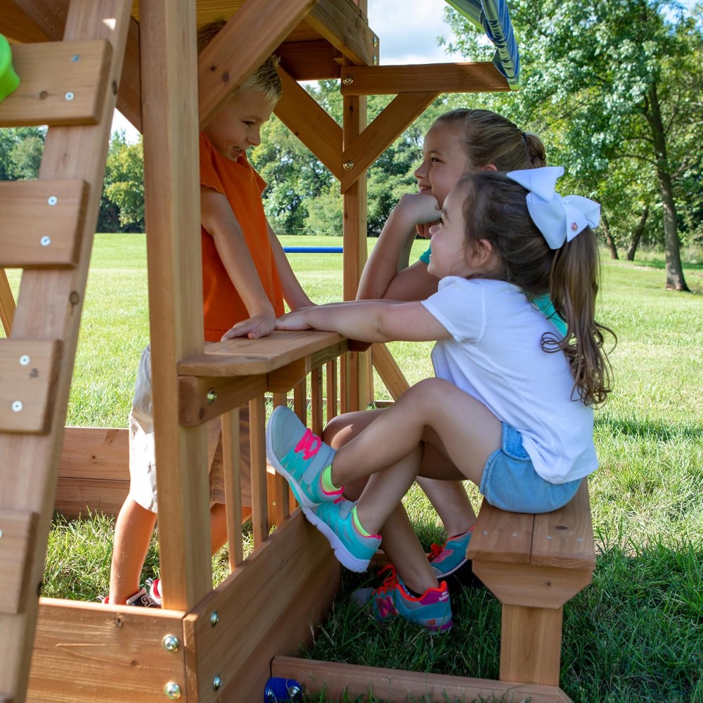 US Shipping Cedar Wood Backyar - Kids Outdoor Monkey Bar Set 评论和价格